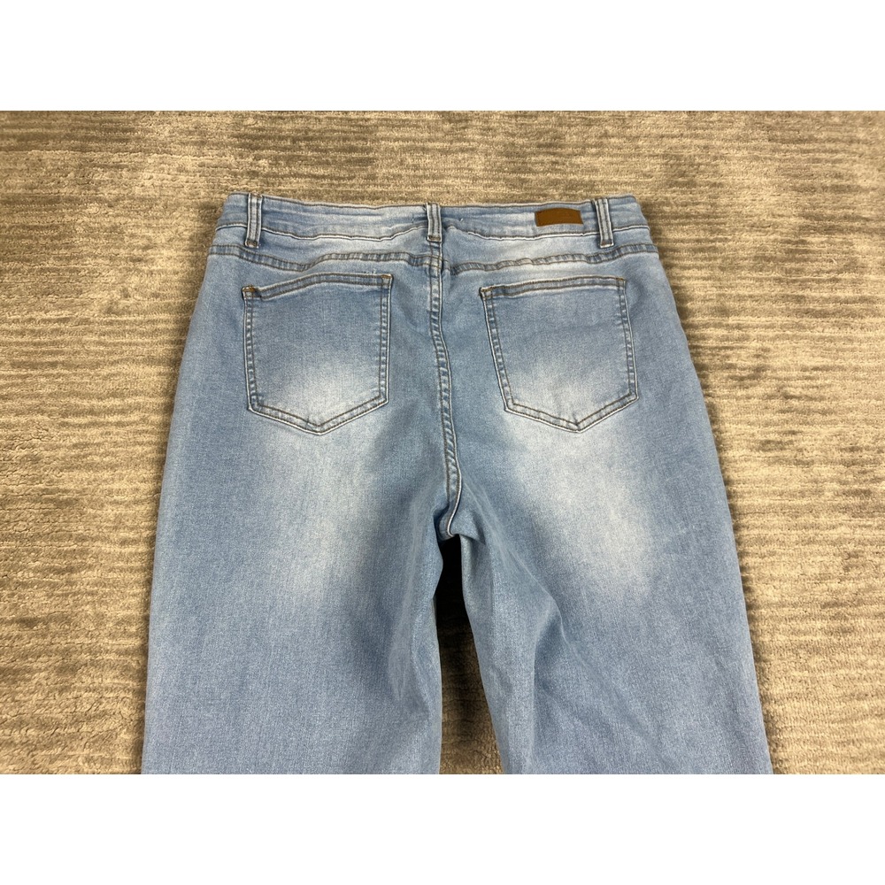 Bleu Cropped Jeans Womens 14 Light Blue BWC0085 Stretch Cuffed Denim Capris - Picture 11 of 13